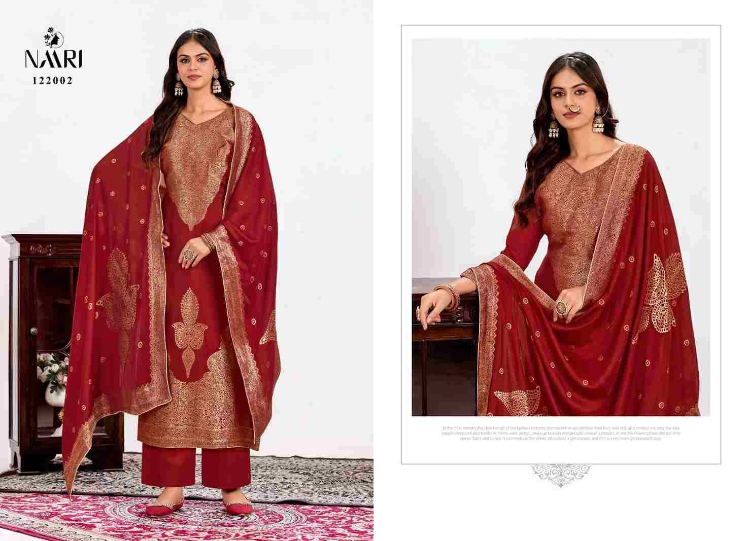 Shaheen By Naari 122001 To 122004 Series Beautiful Festive Suits Stylish Fancy Colorful Casual Wear & Ethnic Wear Muslin Jacquard Dresses At Wholesale Price