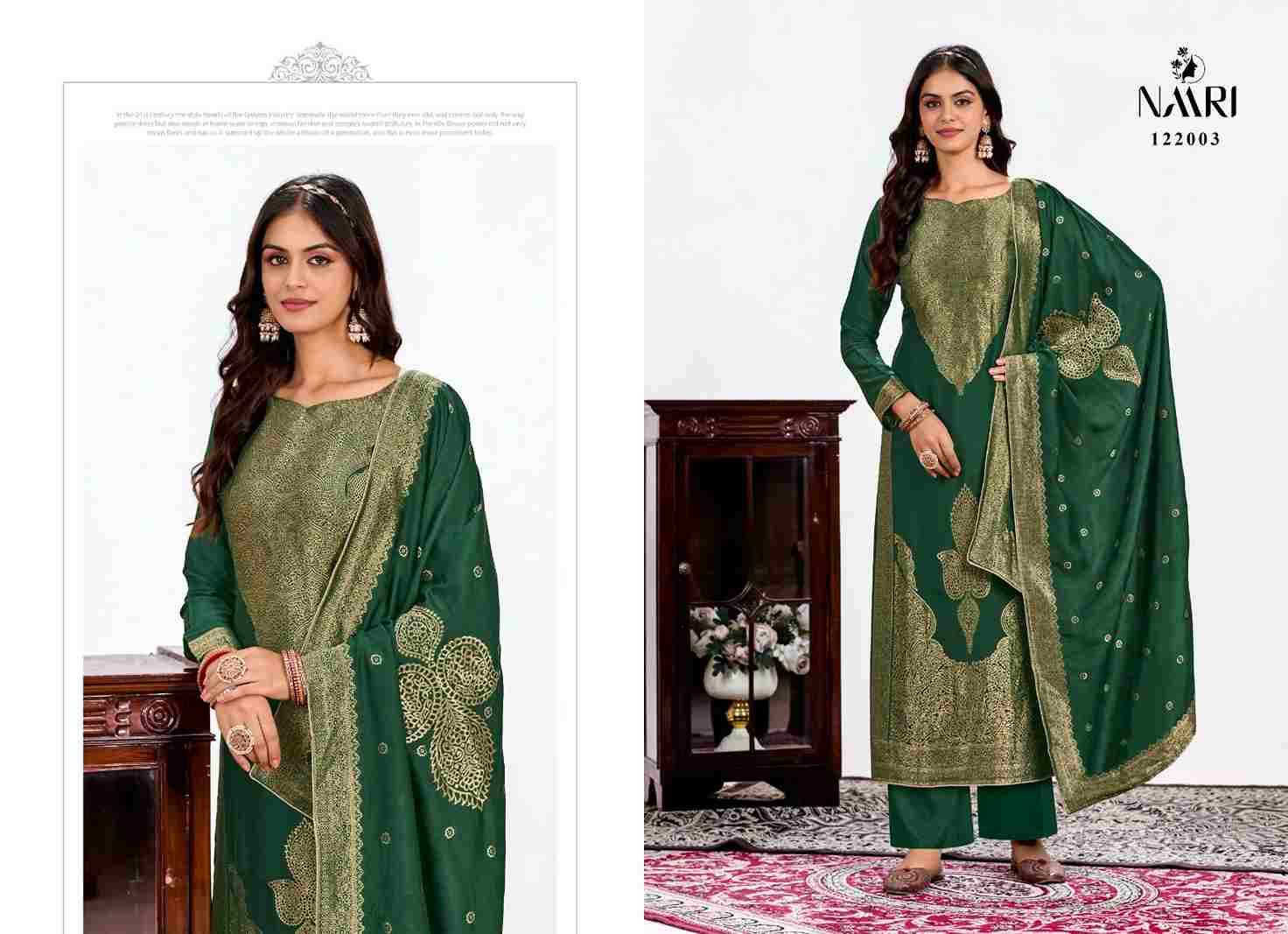 Shaheen By Naari 122001 To 122004 Series Beautiful Festive Suits Stylish Fancy Colorful Casual Wear & Ethnic Wear Muslin Jacquard Dresses At Wholesale Price