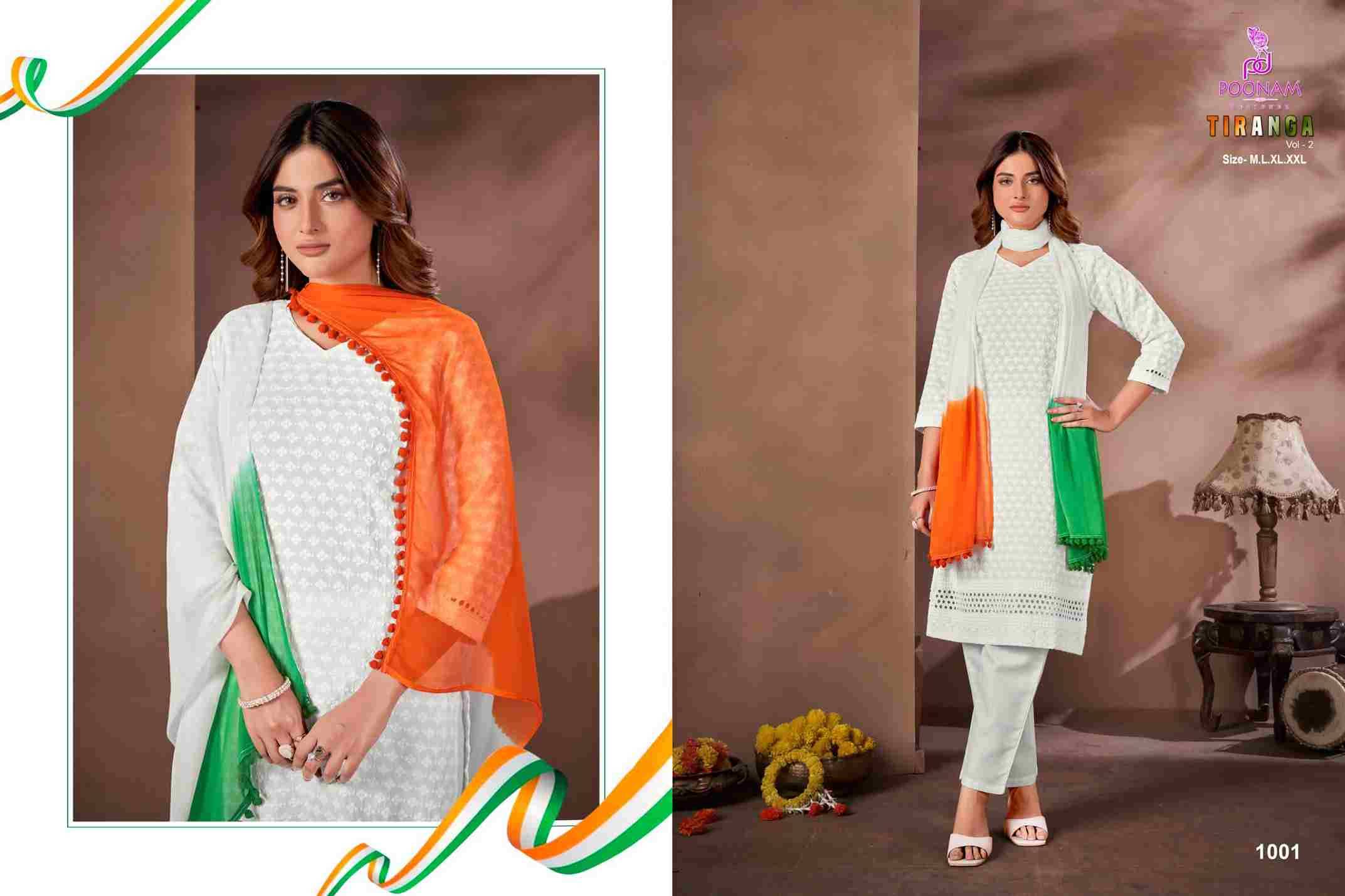 Tiranga Vol-2 By Poonam Designer 1001 To 1008 Series Suits Beautiful Fancy Colorful Stylish Party Wear & Occasional Wear Pure Rayon Dresses At Wholesale Price