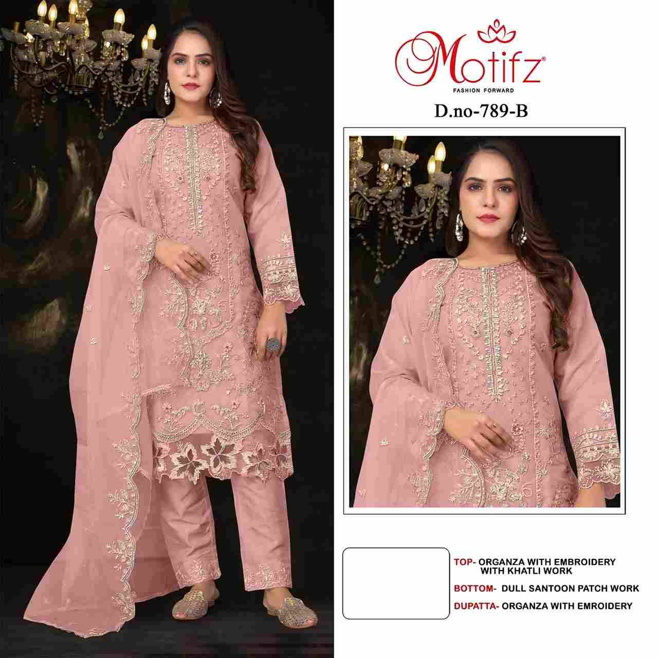 Motifz Hit Design 789 Colours By Motifz 789-A To 789-D Series Beautiful Pakistani Suits Colorful Stylish Fancy Casual Wear & Ethnic Wear Organza Dresses At Wholesale Price