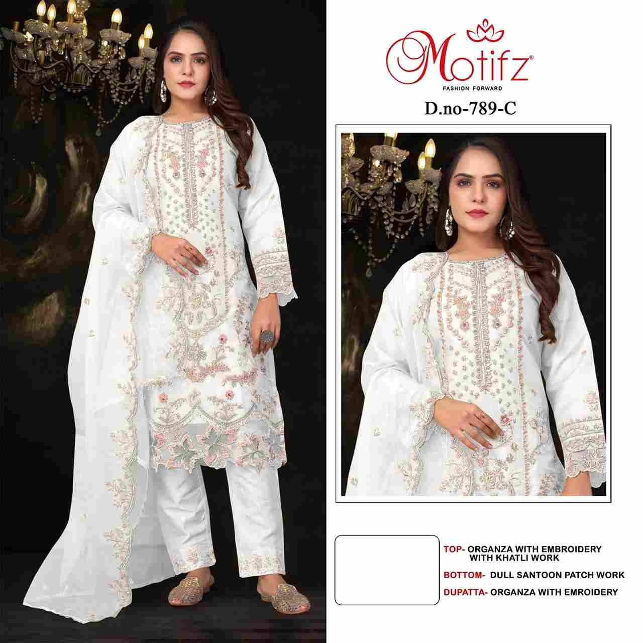 Motifz Hit Design 789 Colours By Motifz 789-A To 789-D Series Beautiful Pakistani Suits Colorful Stylish Fancy Casual Wear & Ethnic Wear Organza Dresses At Wholesale Price