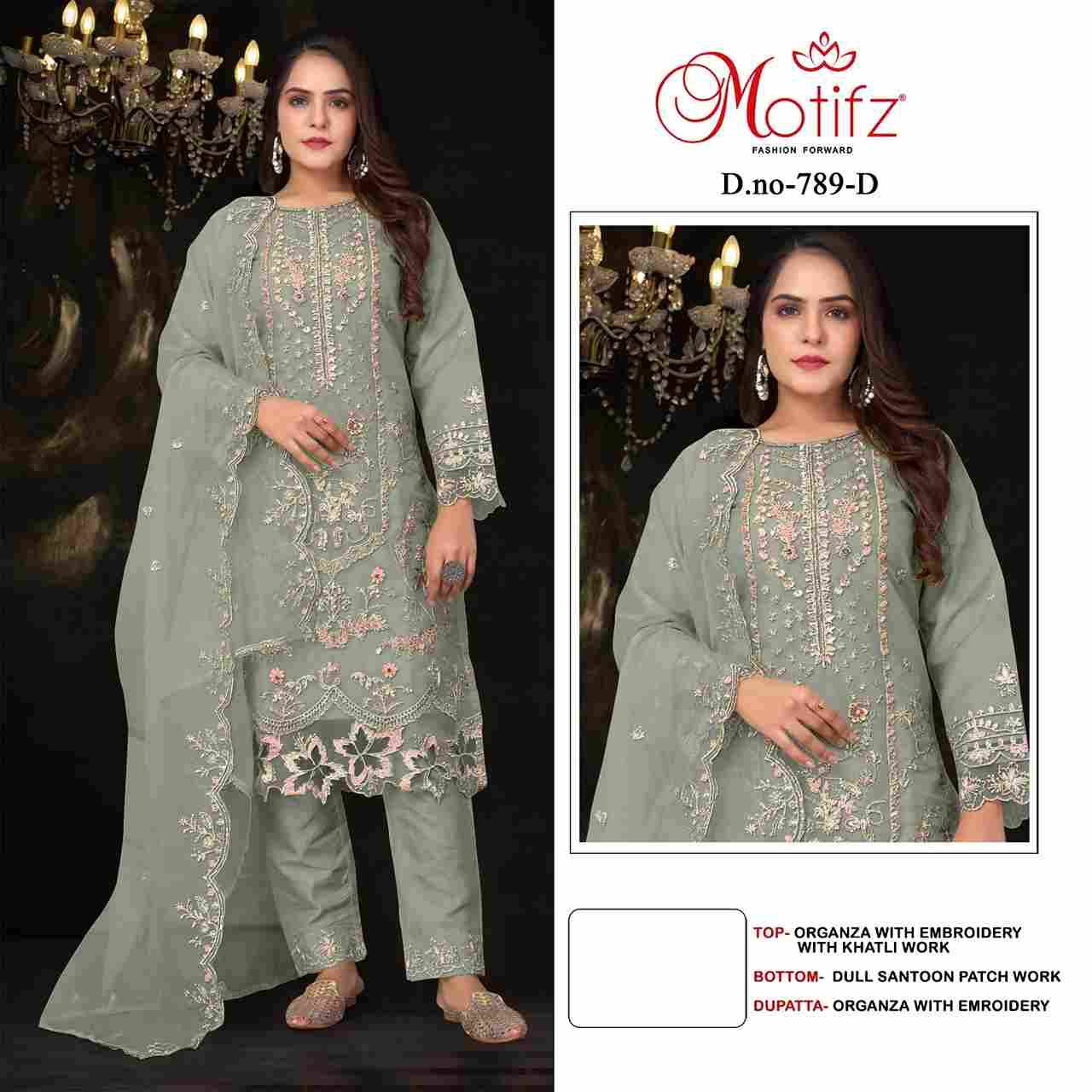 Motifz Hit Design 789 Colours By Motifz 789-A To 789-D Series Beautiful Pakistani Suits Colorful Stylish Fancy Casual Wear & Ethnic Wear Organza Dresses At Wholesale Price