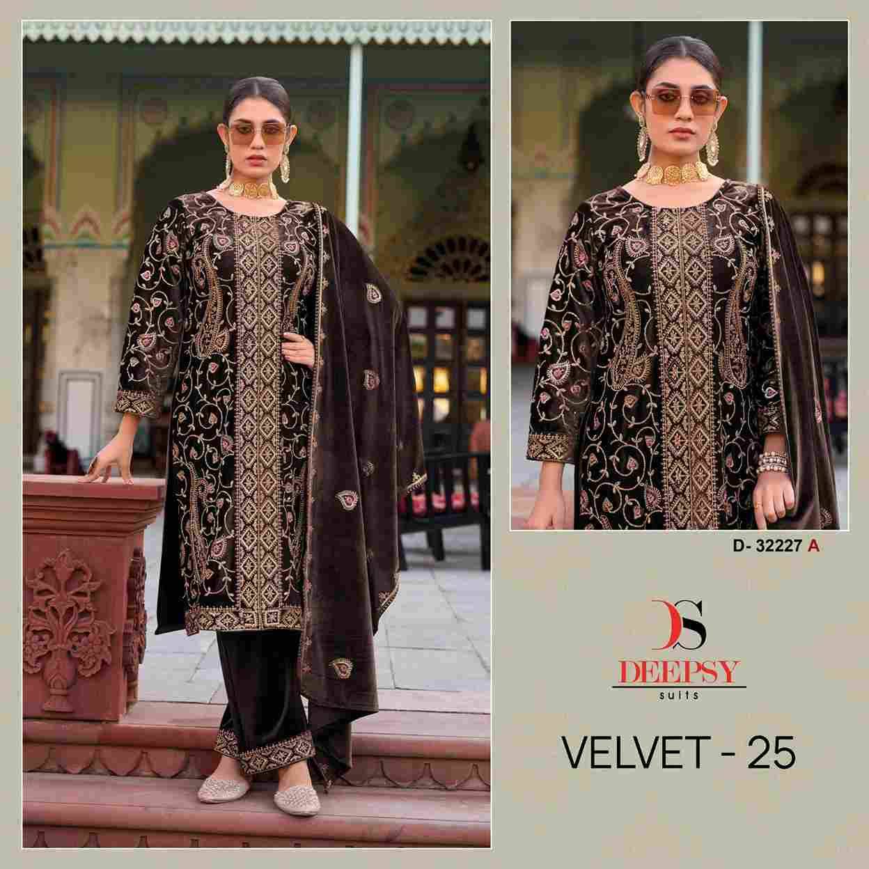 Velvet 32227 Colours By Deepsy Suits 32227-A To 32227-D Series Beautiful Stylish Pakistani Suits Fancy Colorful Casual Wear & Ethnic Wear & Ready To Wear Heavy Velvet Embroidery Dresses At Wholesale Price