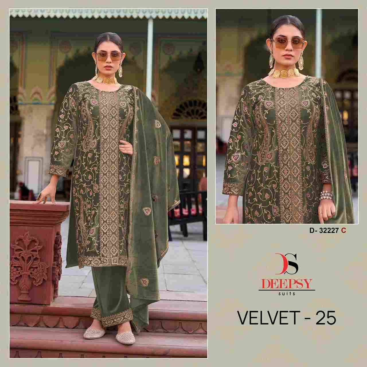 Velvet 32227 Colours By Deepsy Suits 32227-A To 32227-D Series Beautiful Stylish Pakistani Suits Fancy Colorful Casual Wear & Ethnic Wear & Ready To Wear Heavy Velvet Embroidery Dresses At Wholesale Price