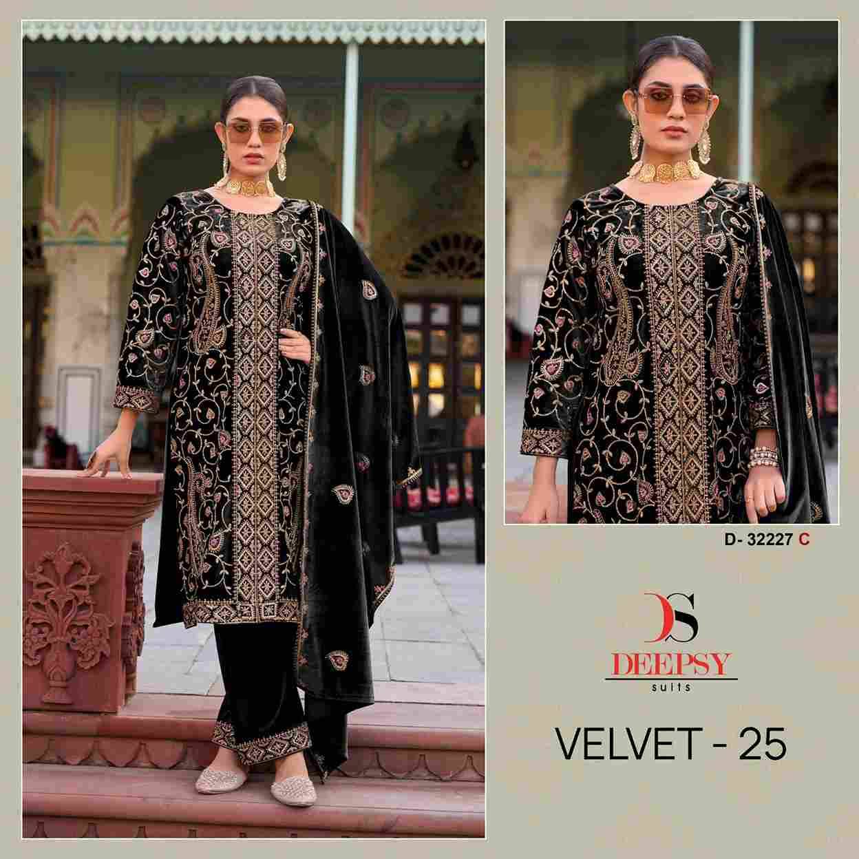 Velvet 32227 Colours By Deepsy Suits 32227-A To 32227-D Series Beautiful Stylish Pakistani Suits Fancy Colorful Casual Wear & Ethnic Wear & Ready To Wear Heavy Velvet Embroidery Dresses At Wholesale Price