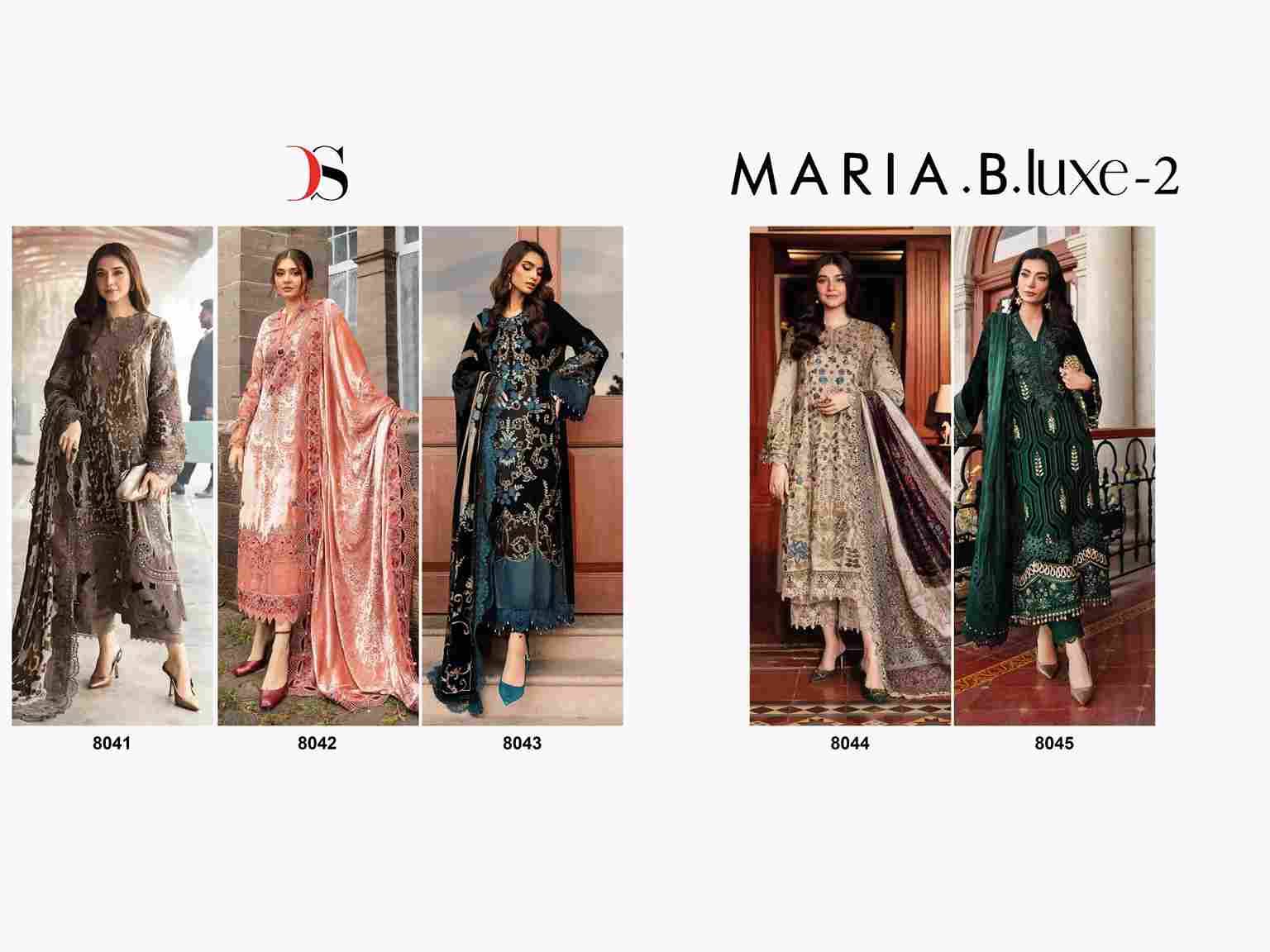 Maria.B.Luxe Vol-2 By Deepsy Suits 8041 To 8045 Series Pakistani Stylish Beautiful Colourful Printed & Embroidered Party Wear & Occasional Wear Pure Cotton Dresses At Wholesale Price