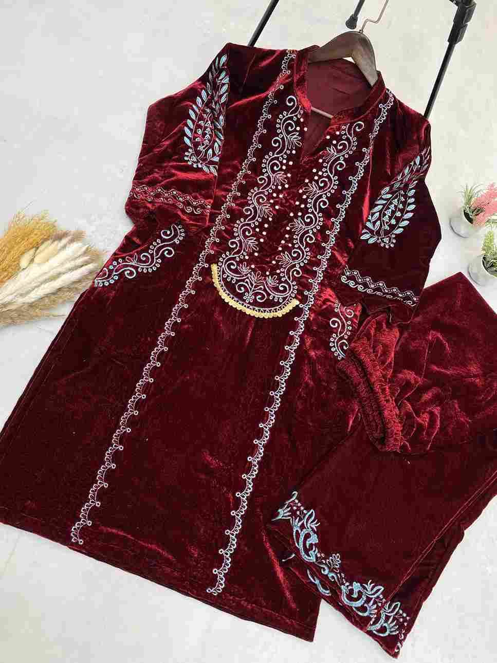 L-1890 By Fashid Wholesale 01 To 02 Series Beautiful Stylish Fancy Colorful Casual Wear & Ethnic Wear & Ready To Wear Velvet Embroidery Dresses At Wholesale Price