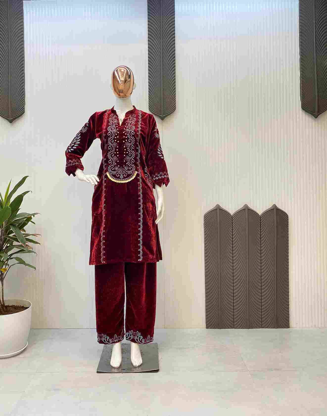 L-1890 By Fashid Wholesale 01 To 02 Series Beautiful Stylish Fancy Colorful Casual Wear & Ethnic Wear & Ready To Wear Velvet Embroidery Dresses At Wholesale Price