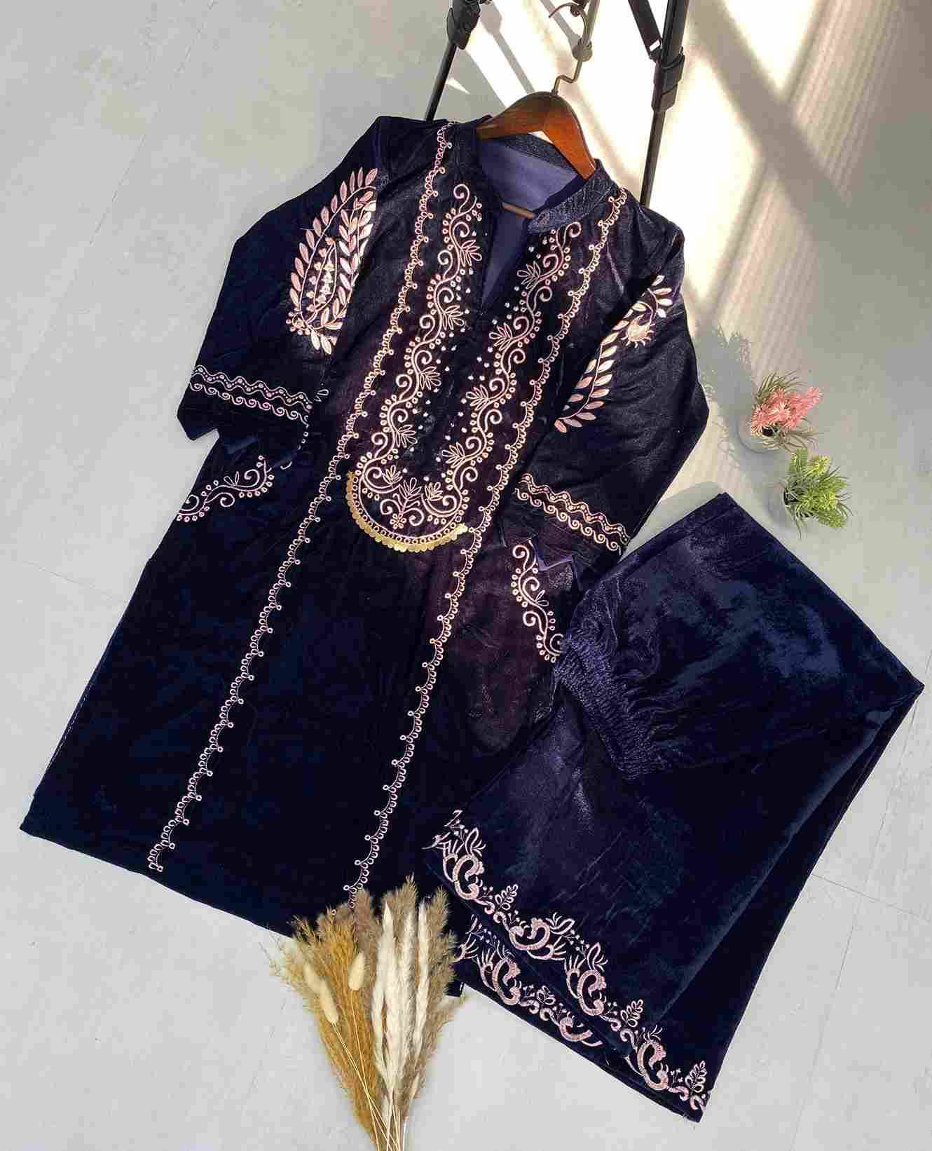 L-1890 By Fashid Wholesale 01 To 02 Series Beautiful Stylish Fancy Colorful Casual Wear & Ethnic Wear & Ready To Wear Velvet Embroidery Dresses At Wholesale Price