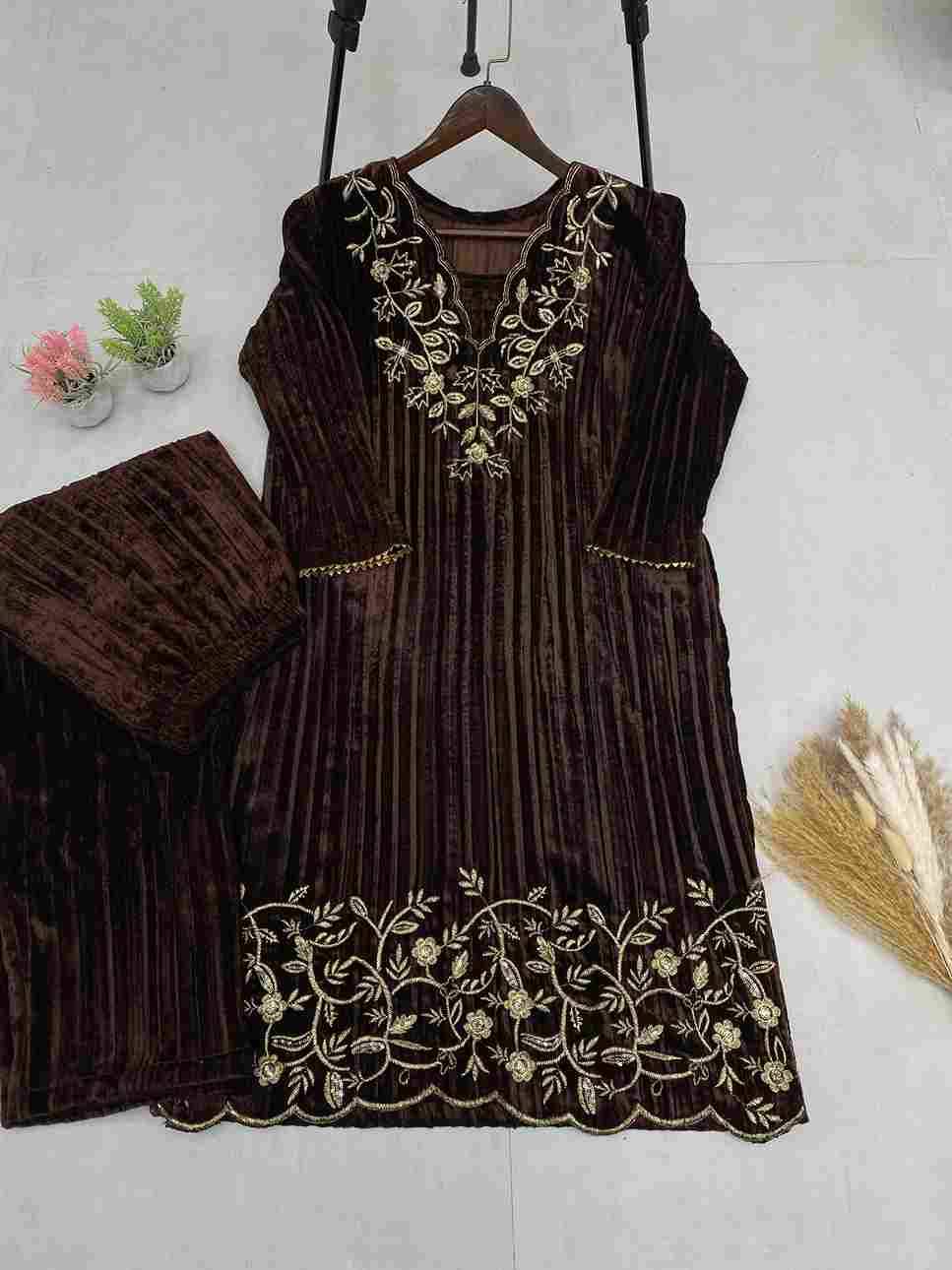 L-1893 By Fashid Wholesale 01 To 04 Series Beautiful Stylish Fancy Colorful Casual Wear & Ethnic Wear & Ready To Wear Blooming Velvet Embroidery Dresses At Wholesale Price