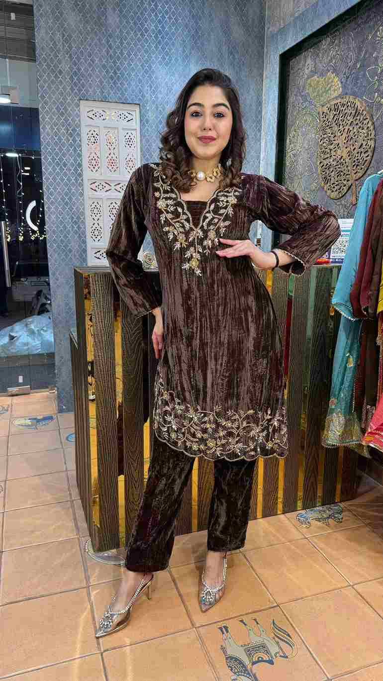 L-1893 By Fashid Wholesale 01 To 04 Series Beautiful Stylish Fancy Colorful Casual Wear & Ethnic Wear & Ready To Wear Blooming Velvet Embroidery Dresses At Wholesale Price