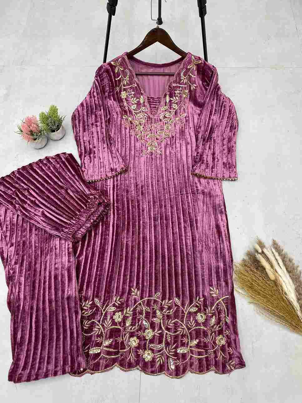 L-1893 By Fashid Wholesale 01 To 04 Series Beautiful Stylish Fancy Colorful Casual Wear & Ethnic Wear & Ready To Wear Blooming Velvet Embroidery Dresses At Wholesale Price