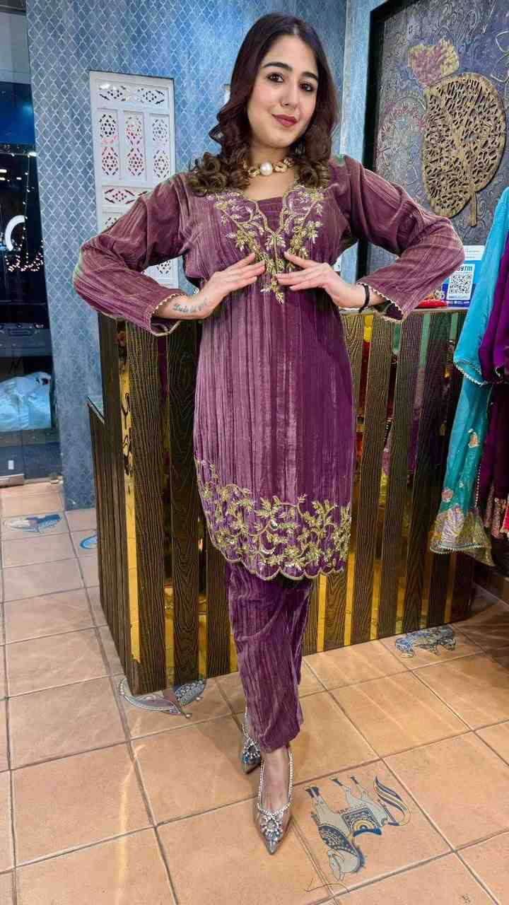 L-1893 By Fashid Wholesale 01 To 04 Series Beautiful Stylish Fancy Colorful Casual Wear & Ethnic Wear & Ready To Wear Blooming Velvet Embroidery Dresses At Wholesale Price