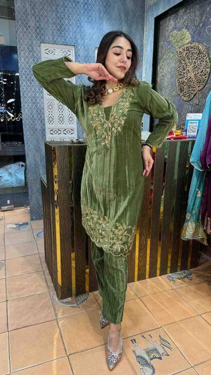 L-1893 By Fashid Wholesale 01 To 04 Series Beautiful Stylish Fancy Colorful Casual Wear & Ethnic Wear & Ready To Wear Blooming Velvet Embroidery Dresses At Wholesale Price