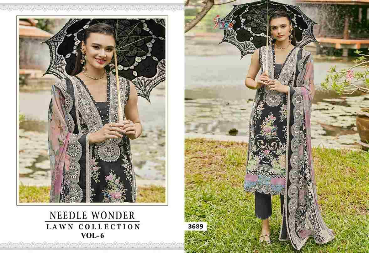 Needle Wonder Lawn Collection Vol-6 By Shree Fabs 3687 To 3692 Series Designer Pakistani Suits Beautiful Fancy Stylish Colorful Party Wear & Occasional Wear Pure Cotton With Embroidery Dresses At Wholesale Price