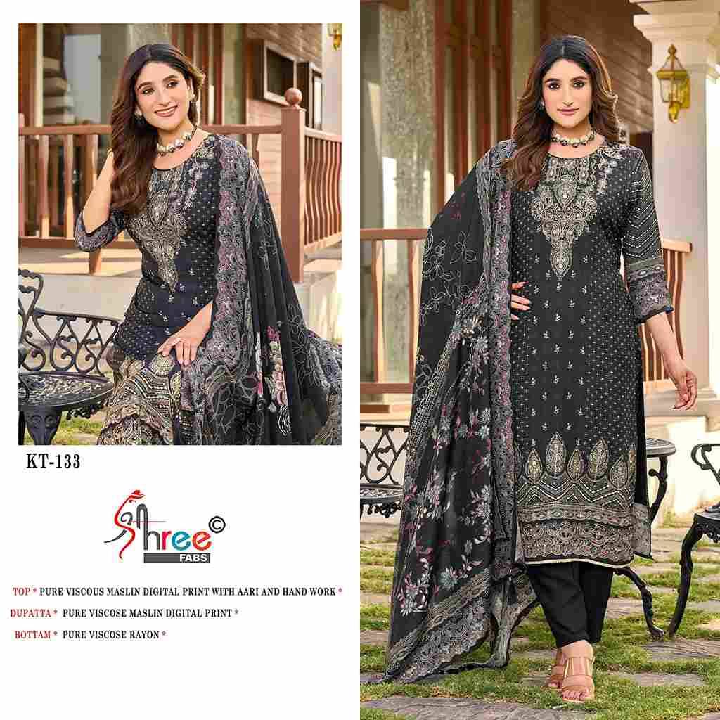 Shree Fabs Hit Design KT-133 Colours By Shree Fabs KT-133 To KT-133-A Series Designer Pakistani Suits Beautiful Fancy Stylish Colorful Party Wear & Occasional Wear Pure Viscose Muslin Embroidery Dresses At Wholesale Price