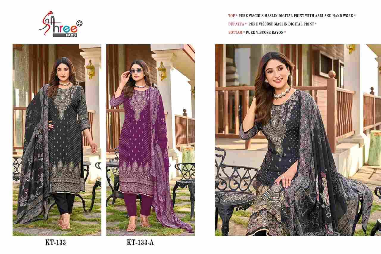 Shree Fabs Hit Design KT-133 Colours By Shree Fabs KT-133 To KT-133-A Series Designer Pakistani Suits Beautiful Fancy Stylish Colorful Party Wear & Occasional Wear Pure Viscose Muslin Embroidery Dresses At Wholesale Price