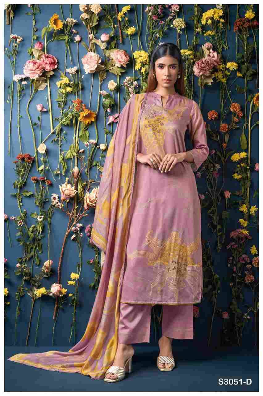 Lina-3051 By Ganga Fashion 3051-A To 3051-D Series Beautiful Festive Suits Colorful Stylish Fancy Casual Wear & Ethnic Wear Pure Cotton Satin Dresses At Wholesale Price