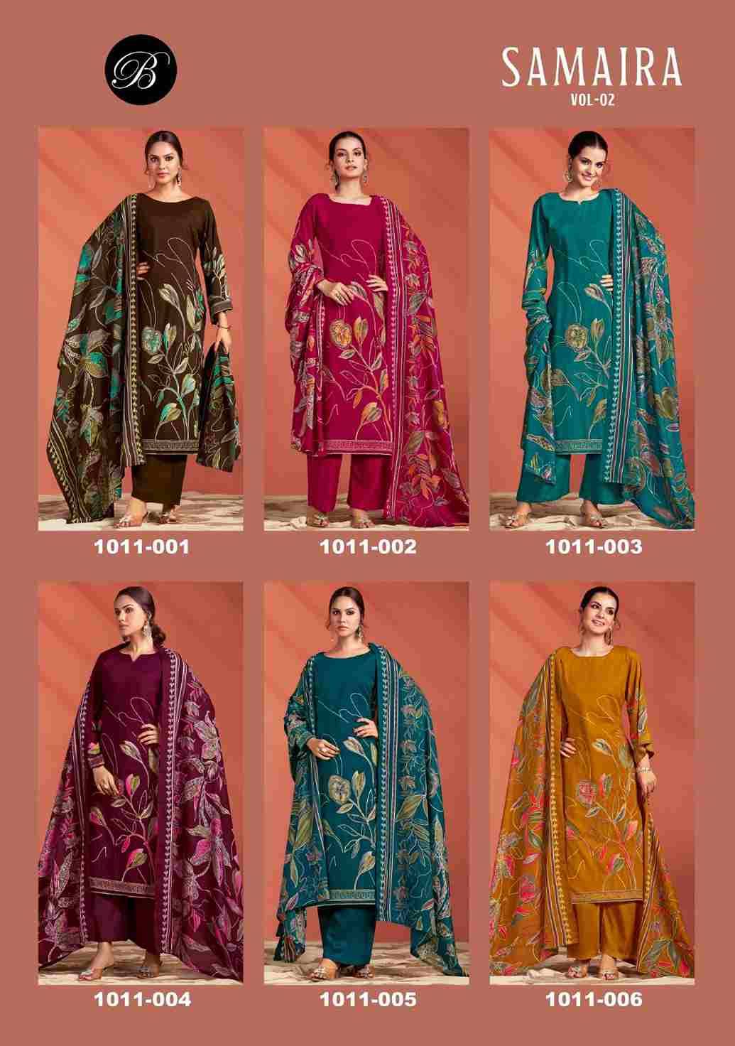 Samaira Vol-2 By Belliza 1011-001 To 1011-006 Series Beautiful Festive Suits Stylish Fancy Colorful Casual Wear & Ethnic Wear Pure Viscose Rayon Print Dresses At Wholesale Price