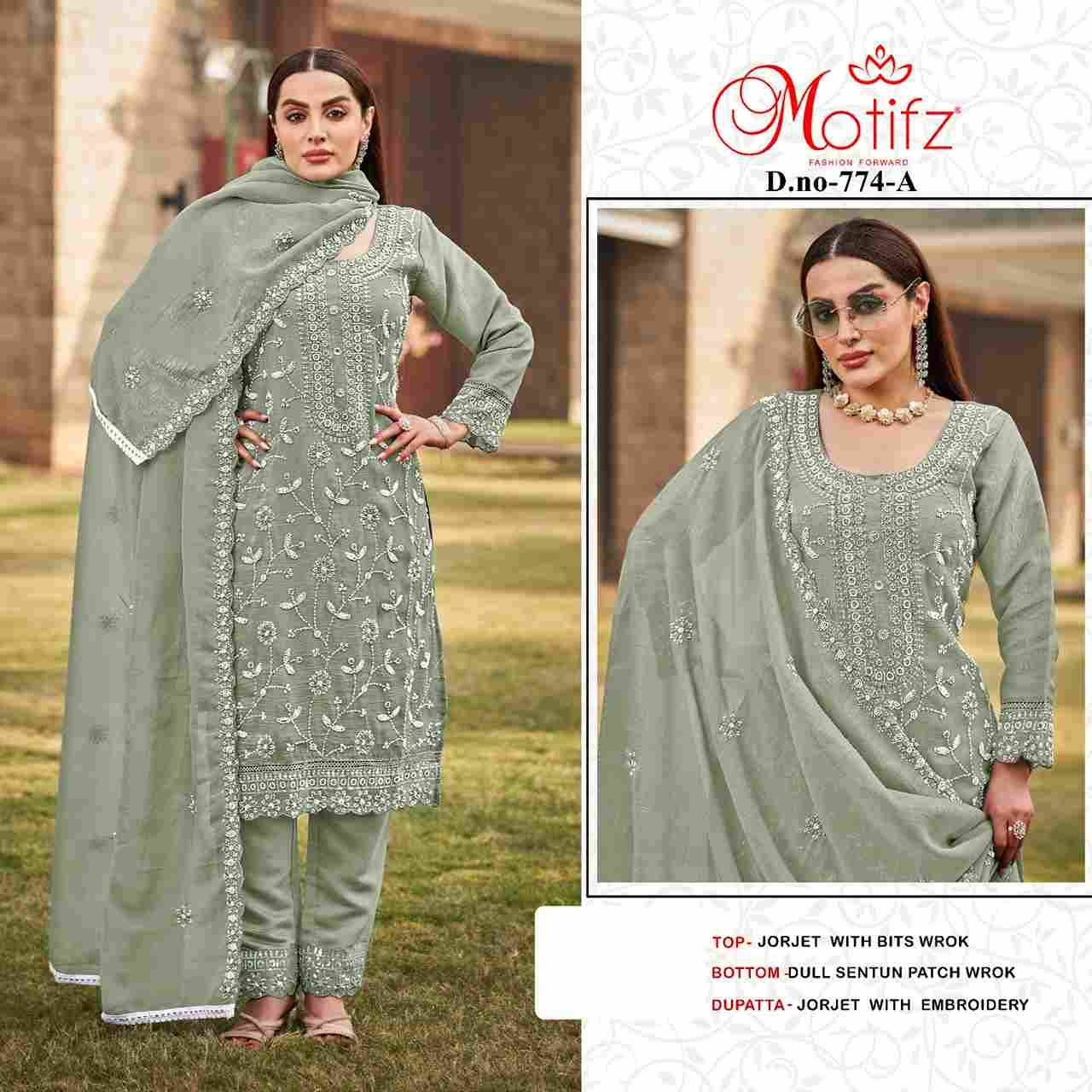 Motifz Hit Design 774 Colours By Motifz 774-A To 774-D Series Beautiful Pakistani Suits Colorful Stylish Fancy Casual Wear & Ethnic Wear Georgette Dresses At Wholesale Price