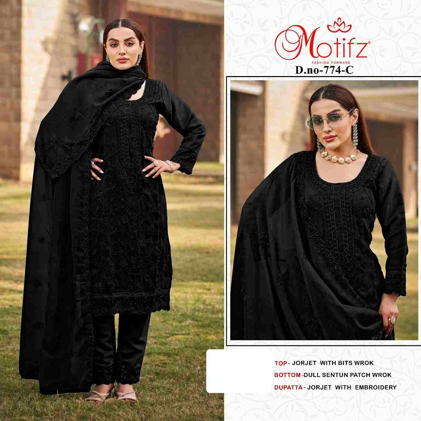 Motifz Hit Design 774 Colours By Motifz 774-A To 774-D Series Beautiful Pakistani Suits Colorful Stylish Fancy Casual Wear & Ethnic Wear Georgette Dresses At Wholesale Price