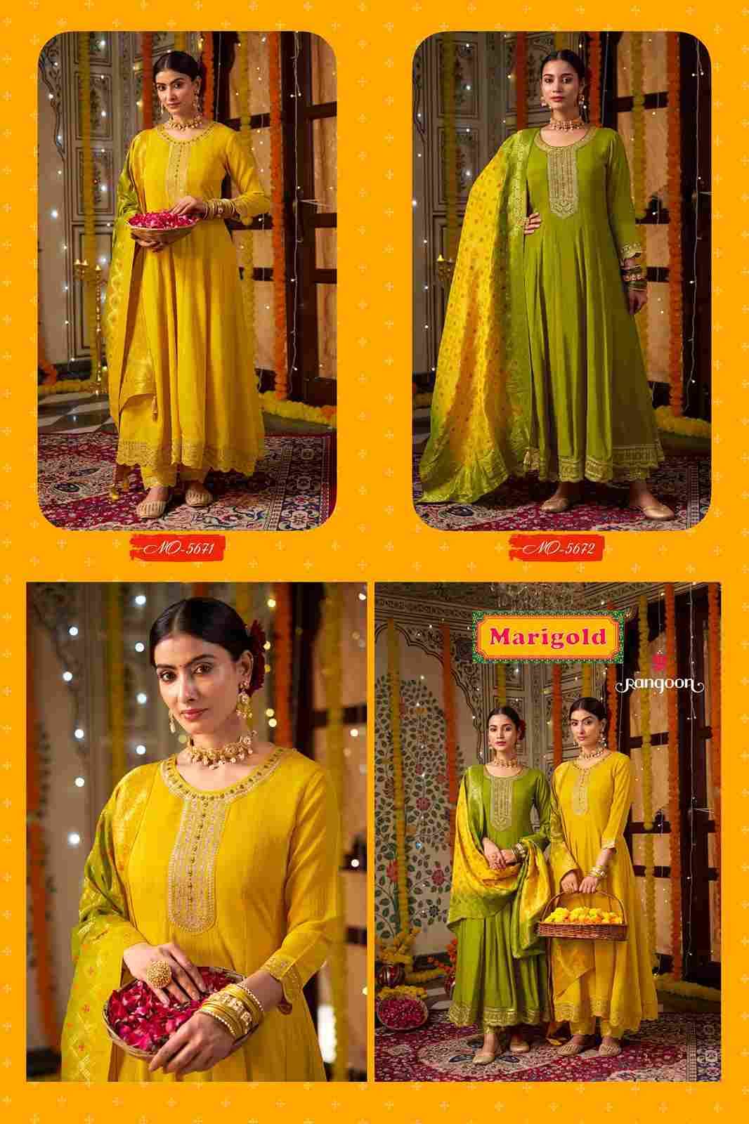 Marigold By Rangoon 5671 To 5672 Series Beautiful Stylish Festive Suits Fancy Colorful Casual Wear & Ethnic Wear & Ready To Wear Silk With Work Dresses At Wholesale Price