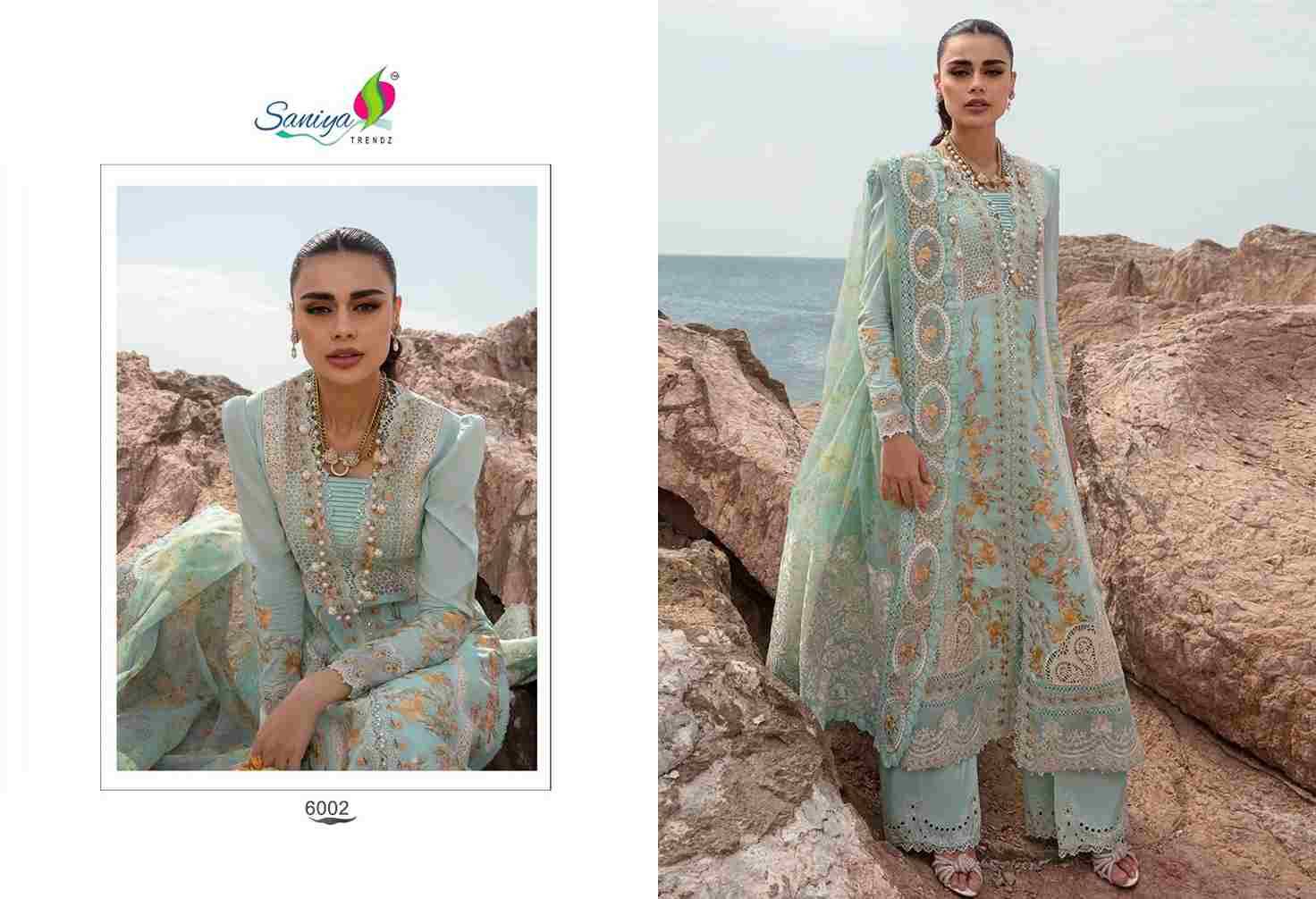 Saira Sakira Vol-6 By Saniya Trendz 6001 To 6003 Series Beautiful Winter Collection Suits Stylish Fancy Colorful Casual Wear & Ethnic Wear Cotton Embroidered Dresses At Wholesale Price