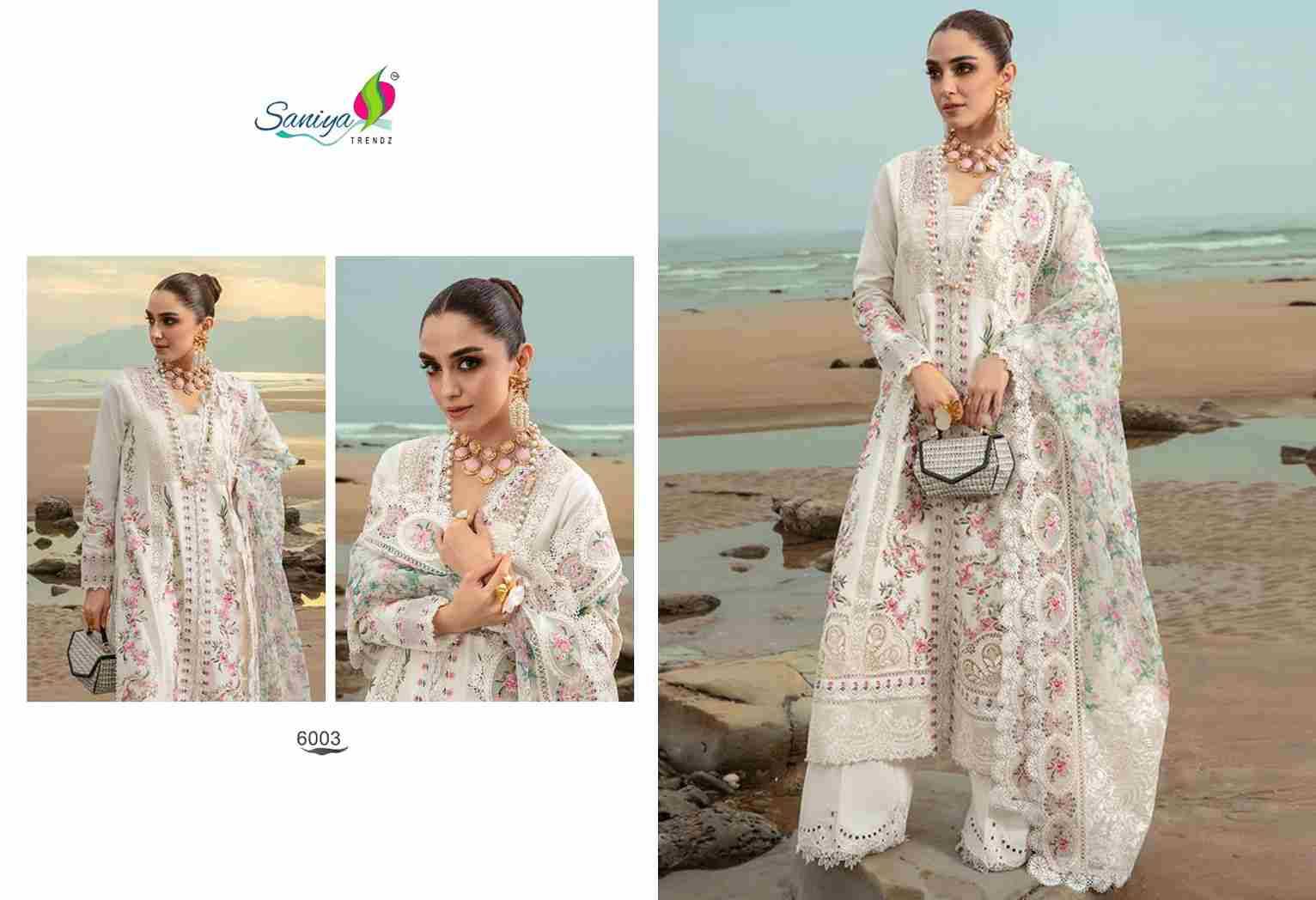 Saira Sakira Vol-6 By Saniya Trendz 6001 To 6003 Series Beautiful Winter Collection Suits Stylish Fancy Colorful Casual Wear & Ethnic Wear Cotton Embroidered Dresses At Wholesale Price