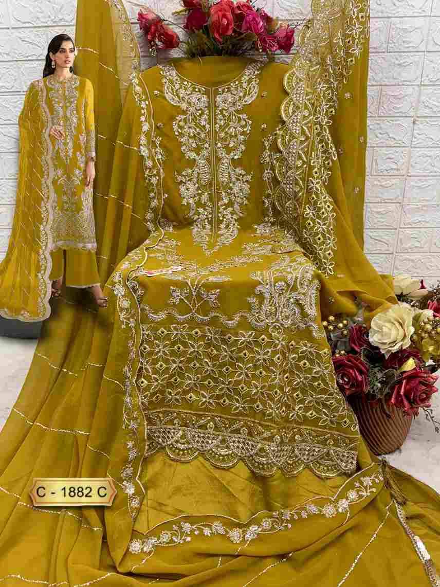 Fepic 1882 Colours By Fepic 1882-A To 1882-C Series Beautiful Pakistani Suits Colorful Stylish Fancy Casual Wear & Ethnic Wear Georgette Embroidered Dresses At Wholesale Price