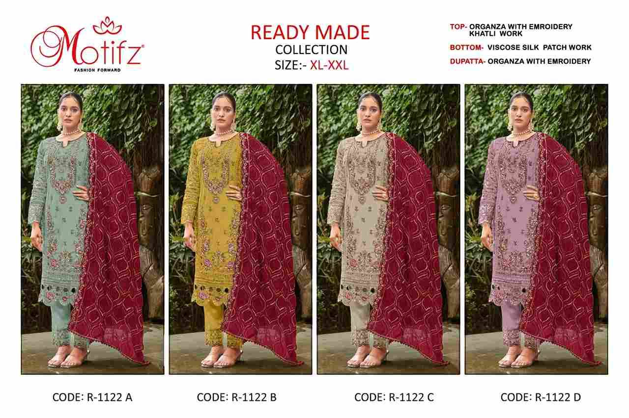 Motifz Hit Design 1122 Colours By Motifz 1122-A To 1122-D Series Beautiful Pakistani Suits Colorful Stylish Fancy Casual Wear & Ethnic Wear Organza Dresses At Wholesale Price