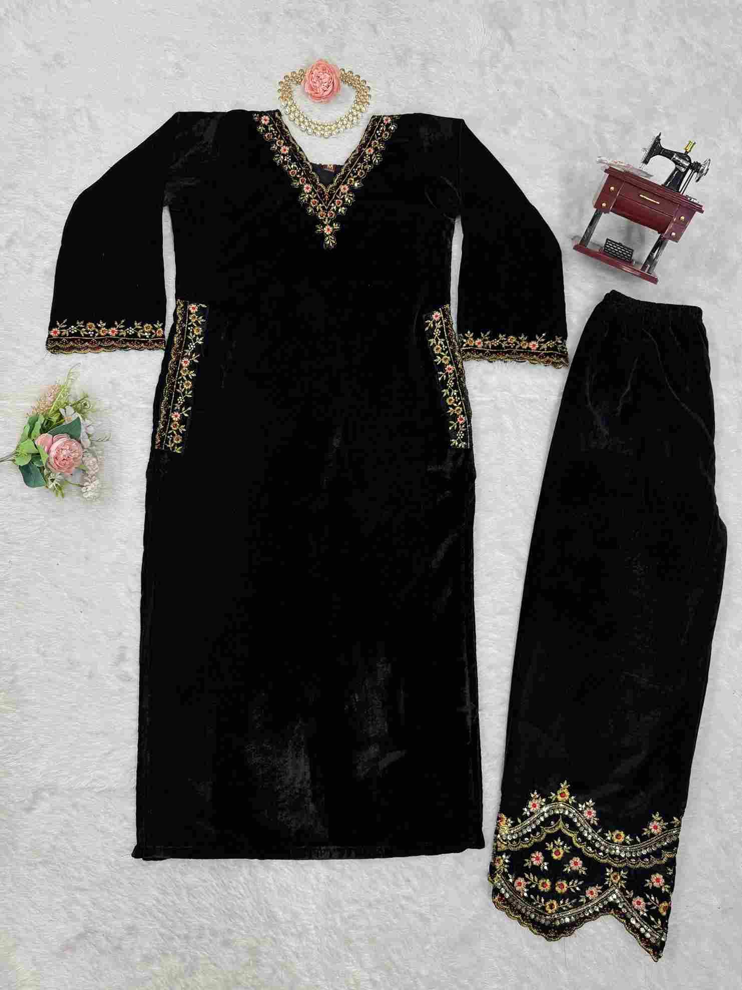 R-5810 Vol-2 By Fashid Wholesale Beautiful Stylish Fancy Colorful Casual Wear & Ethnic Wear & Ready To Wear Blooming Viscose Velvet Embroidery Dresses At Wholesale Price