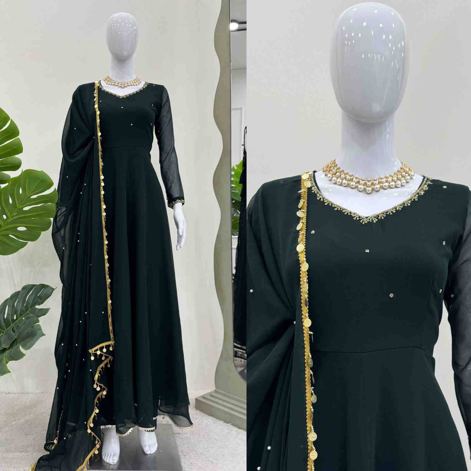 R-5809 By Fashid Wholesale Beautiful Stylish Fancy Colorful Casual Wear & Ethnic Wear & Ready To Wear Blooming Faux Georgette Dresses At Wholesale Price