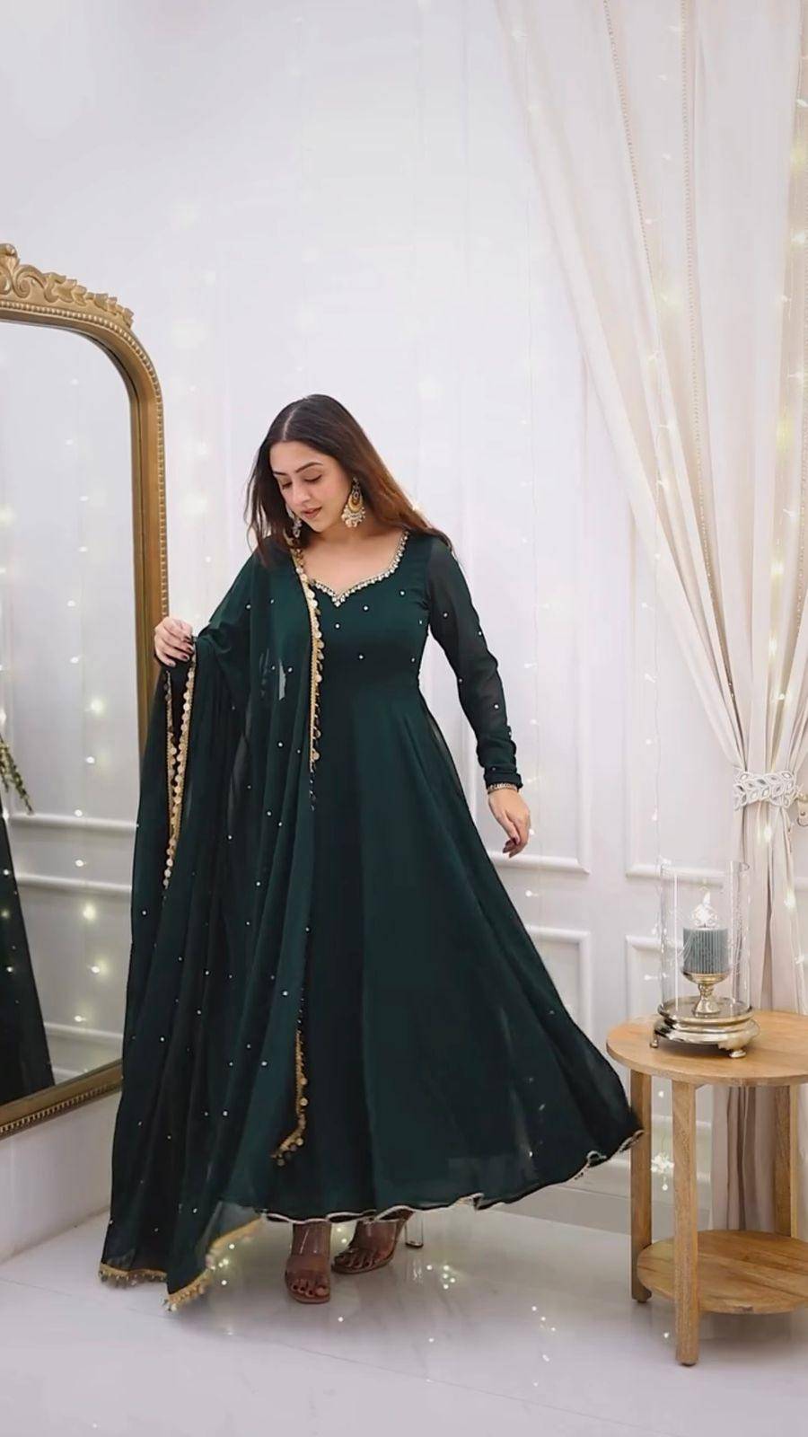 R-5809 By Fashid Wholesale Beautiful Stylish Fancy Colorful Casual Wear & Ethnic Wear & Ready To Wear Blooming Faux Georgette Dresses At Wholesale Price