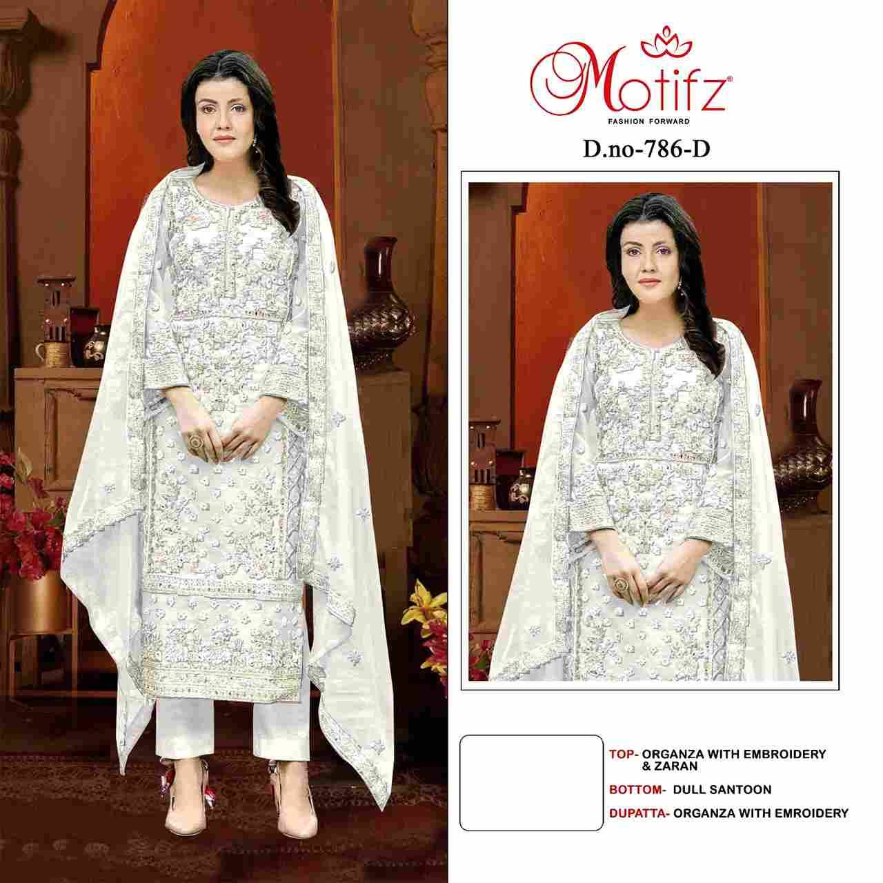 Motifz Hit Design 786 Colours By Motifz 786-A To 786-D Series Beautiful Pakistani Suits Colorful Stylish Fancy Casual Wear & Ethnic Wear Organza Dresses At Wholesale Price