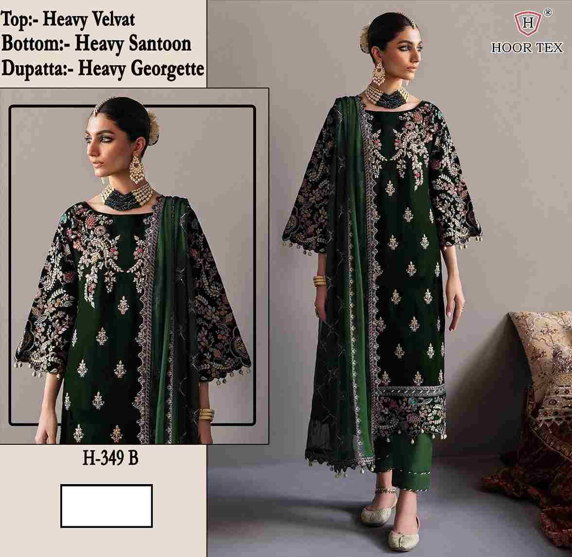 Hoor Tex Hit Design H-349 Colours By Hoor Tex H-349-A To H-349-C Series Designer Festive Pakistani Suits Collection Beautiful Stylish Fancy Colorful Party Wear & Occasional Wear Heavy Velvet With Embroidered Dresses At Wholesale Price