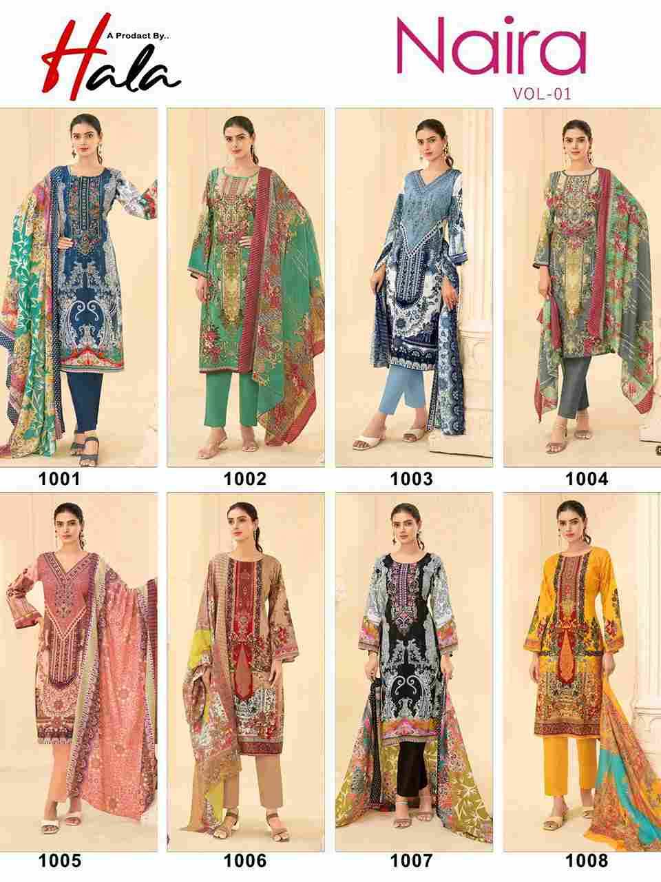 Naira Vol-1 By Hala 1001 To 1008 Series Beautiful Festive Suits Stylish Fancy Colorful Casual Wear & Ethnic Wear Pure Cotton Digital Print Dresses At Wholesale Price