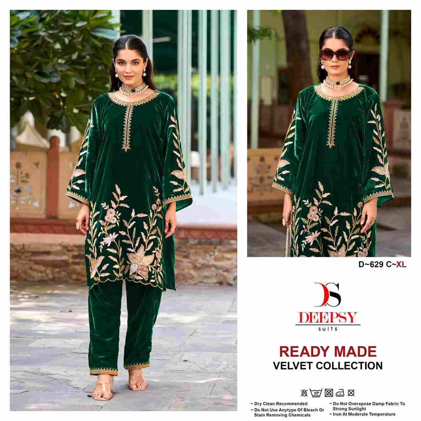 Deepsy Hit Design 629 Colours By Deepsy Suits 629-A To 629-D Series Designer Pakistani Suits Collection Beautiful Stylish Fancy Colorful Party Wear & Occasional Wear Velvet Kurtis With Bottom At Wholesale Price