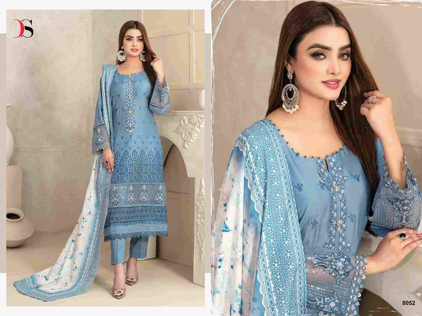 Rangrasiya Lawn-25 By Deepsy Suits 8051 To 8056 Series Pakistani Stylish Beautiful Colourful Printed & Embroidered Party Wear & Occasional Wear Pure Cotton Dresses At Wholesale Price