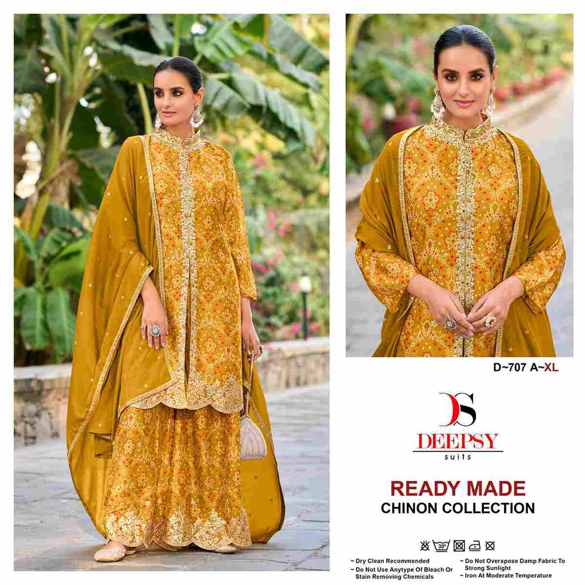 Deepsy Hit Design 707 Colours By Deepsy Suits 707-A To 707-D Series Beautiful Pakistani Suits Colorful Stylish Fancy Casual Wear & Ethnic Wear Pure Chinnon Embroidered Dresses At Wholesale Price