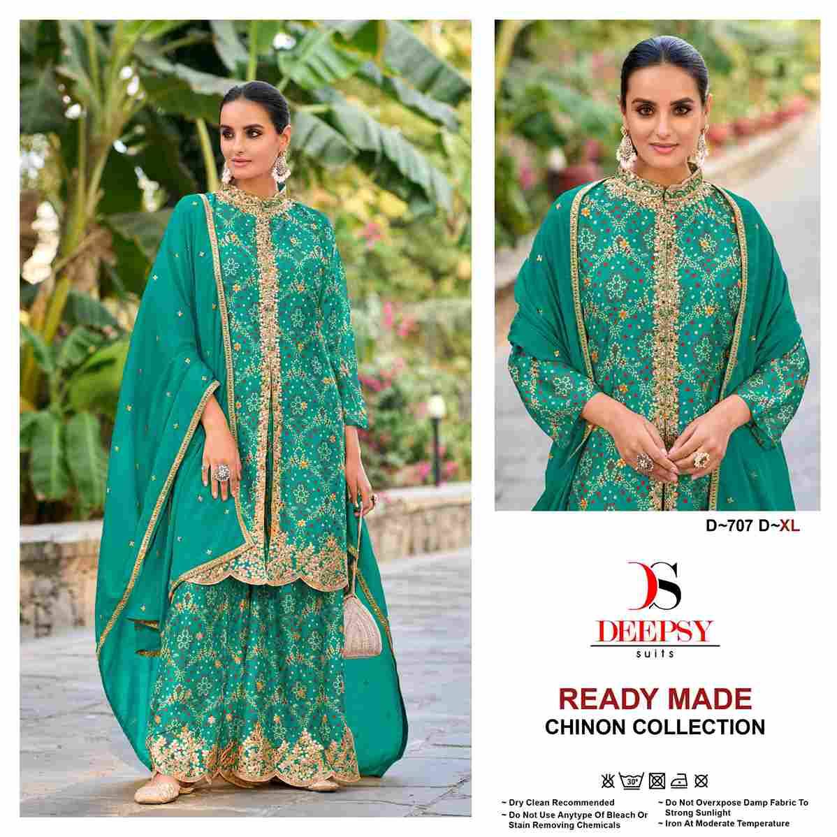 Deepsy Hit Design 707 Colours By Deepsy Suits 707-A To 707-D Series Beautiful Pakistani Suits Colorful Stylish Fancy Casual Wear & Ethnic Wear Pure Chinnon Embroidered Dresses At Wholesale Price