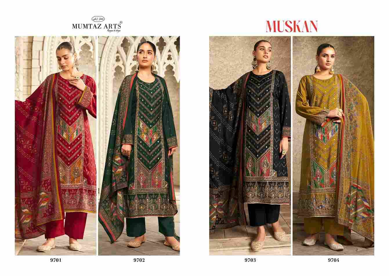 Muskan By Mumtaz Arts 9701 To 9704 Series Beautiful Festive Suits Colorful Stylish Fancy Casual Wear & Ethnic Wear Pure Viscose Muslin Print Dresses At Wholesale Price