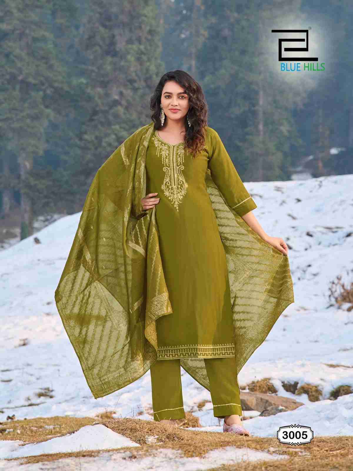 Jhanvi Vol-3 By Blue Hills 3001 To 3006 Series Beautiful Stylish Festive Suits Fancy Colorful Casual Wear & Ethnic Wear & Ready To Wear Roman Silk Dresses At Wholesale Price