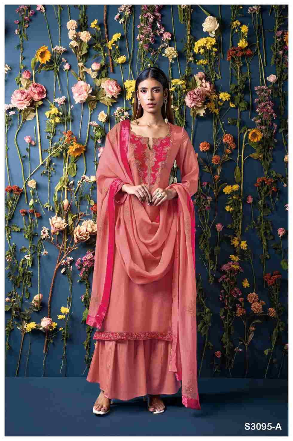 Chitali-3095 By Ganga Fashion 3095-A To 3095-B Series Beautiful Festive Suits Colorful Stylish Fancy Casual Wear & Ethnic Wear Pure Bemberg Silk Dresses At Wholesale Price