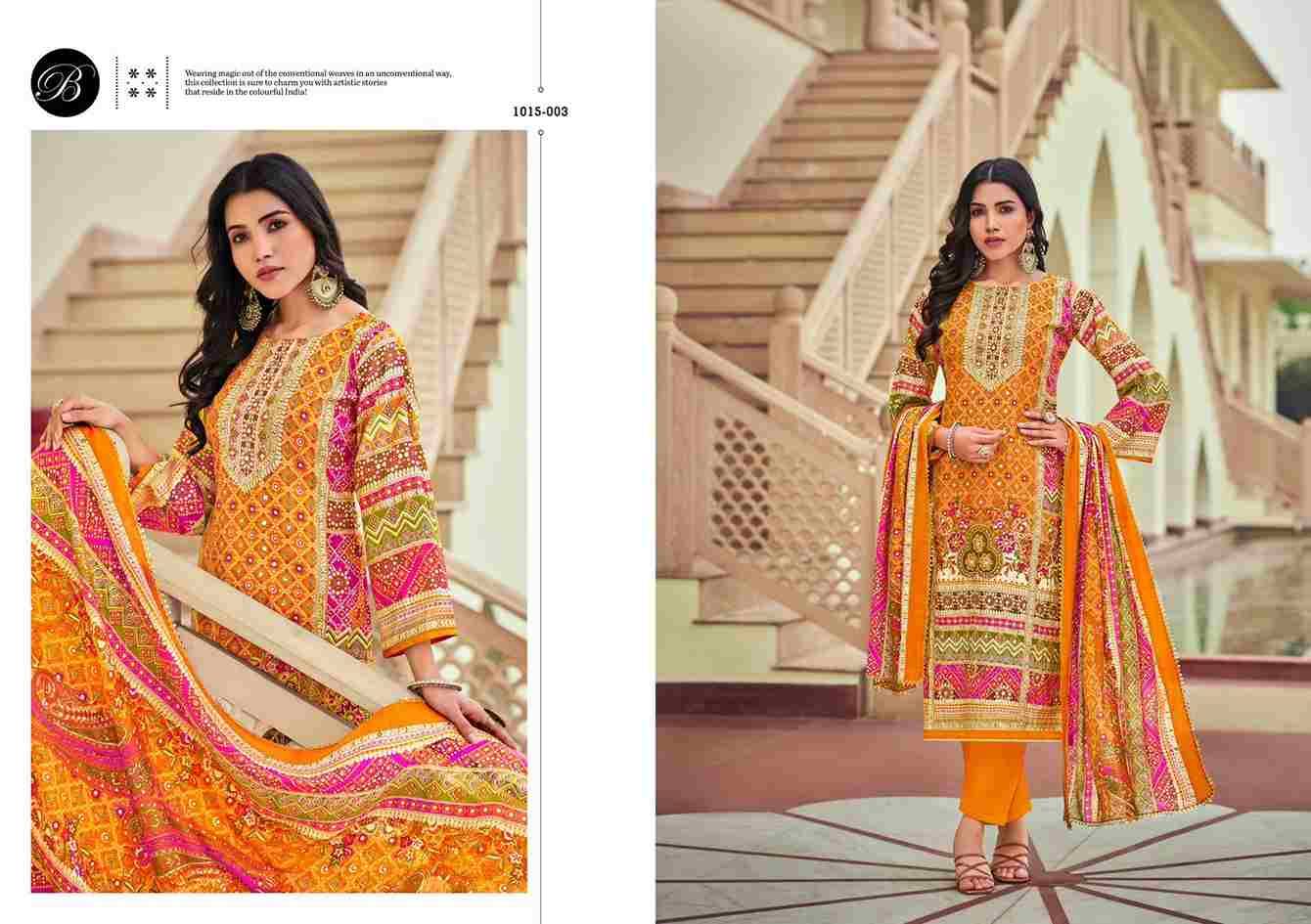 Nusrat Vol-3 By Belliza 1015-001 To 1015-006 Series Beautiful Festive Suits Stylish Fancy Colorful Casual Wear & Ethnic Wear Pure Viscose Muslin Print Dresses At Wholesale Price