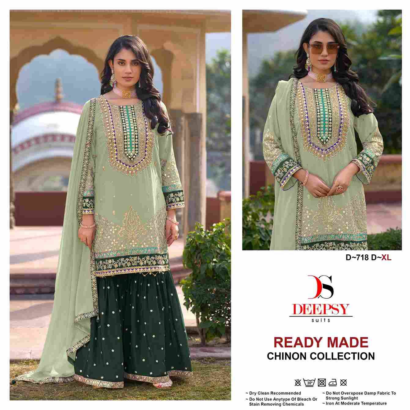 Deepsy Hit Design 718 Colours By Deepsy Suits 718-A To 718-D Series Beautiful Pakistani Suits Colorful Stylish Fancy Casual Wear & Ethnic Wear Pure Chinnon Embroidered Dresses At Wholesale Price