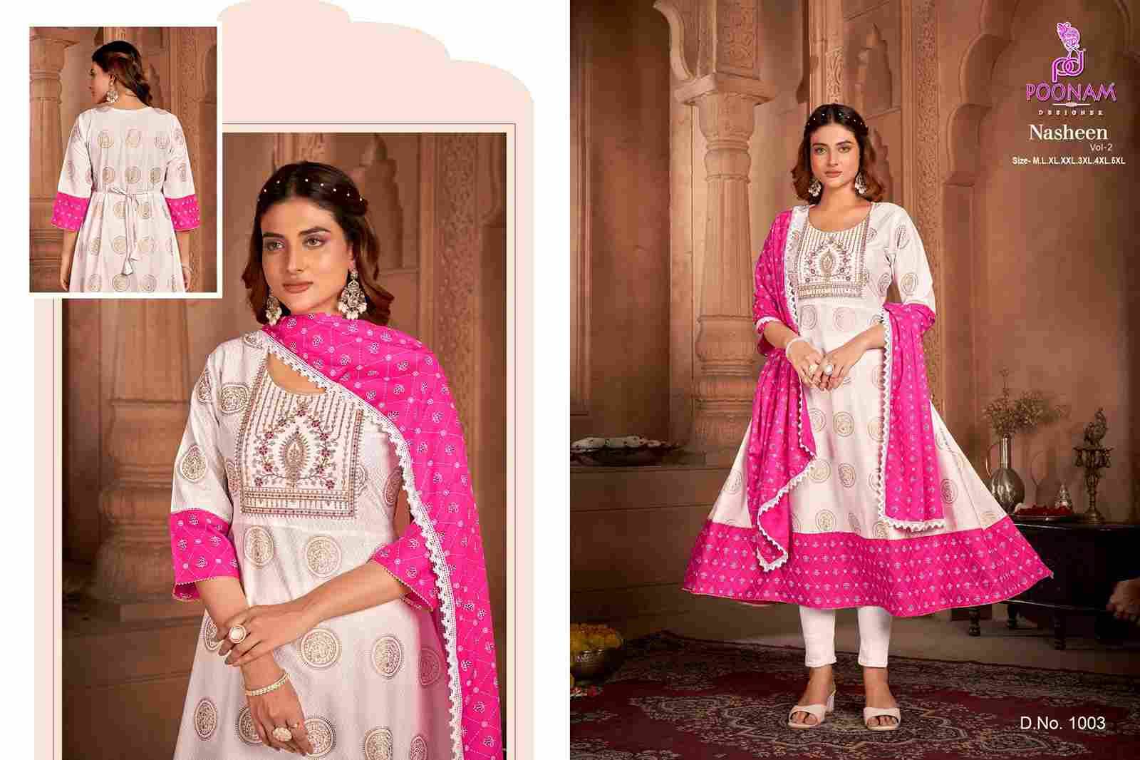 Nasheen Vol-2 By Poonam Designer 1001 To 1004 Series Designer Stylish Fancy Colorful Beautiful Party Wear & Ethnic Wear Collection Rayon Gown With Dupatta At Wholesale Price