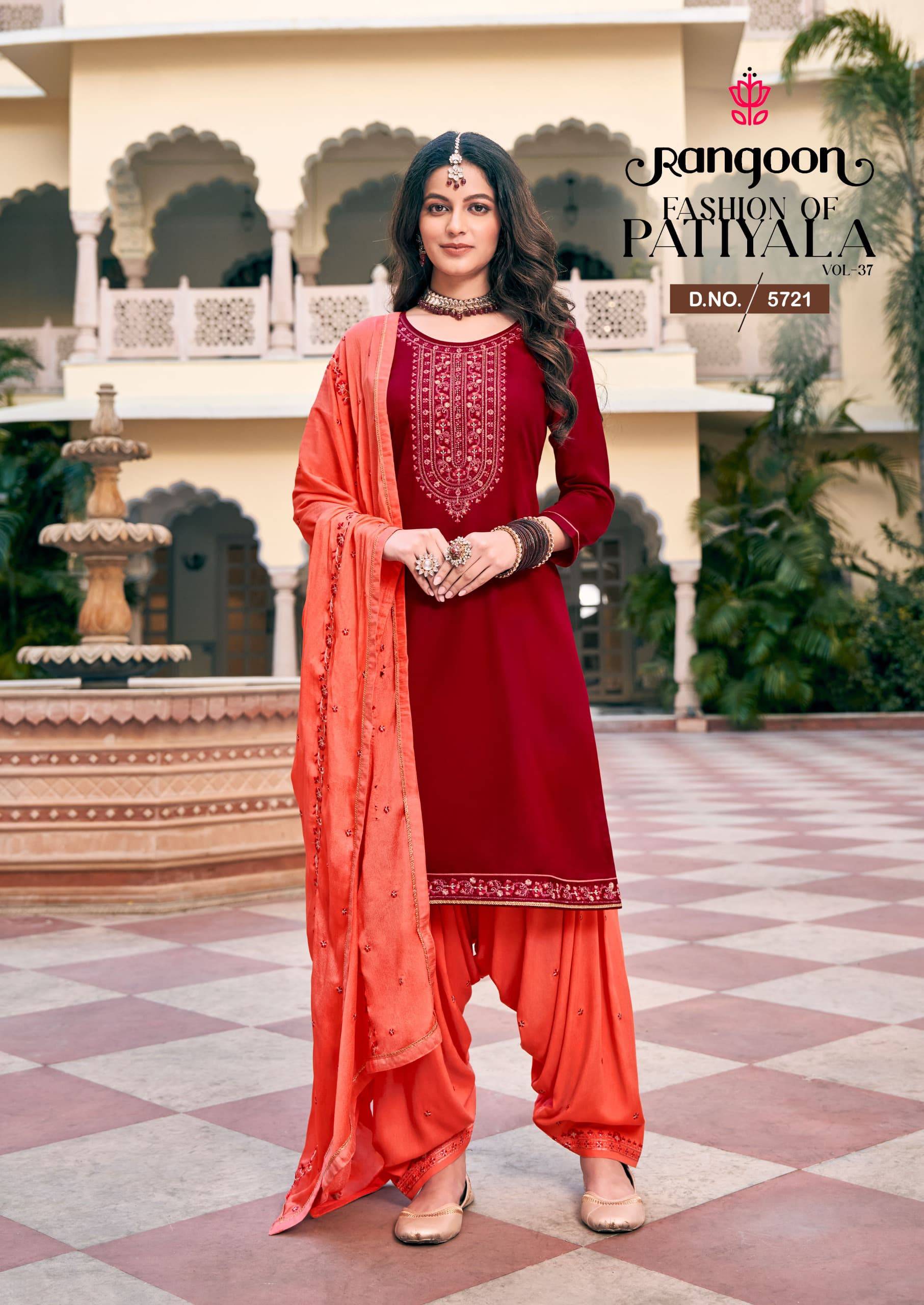 Fashion Of Patiyala Vol-37 By Rangoon 5721 To 5726 Series Festive Suits Beautiful Fancy Colorful Stylish Party Wear & Occasional Wear Jam Silk Dresses At Wholesale Price