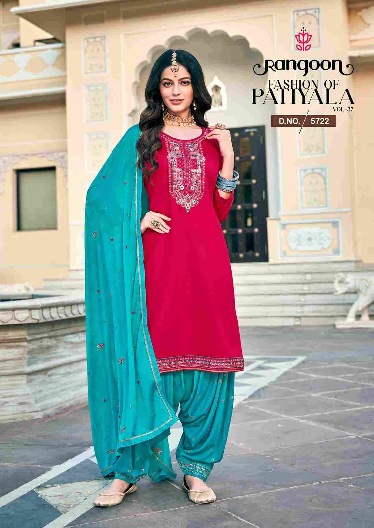 Fashion Of Patiyala Vol-37 By Rangoon 5721 To 5726 Series Festive Suits Beautiful Fancy Colorful Stylish Party Wear & Occasional Wear Jam Silk Dresses At Wholesale Price