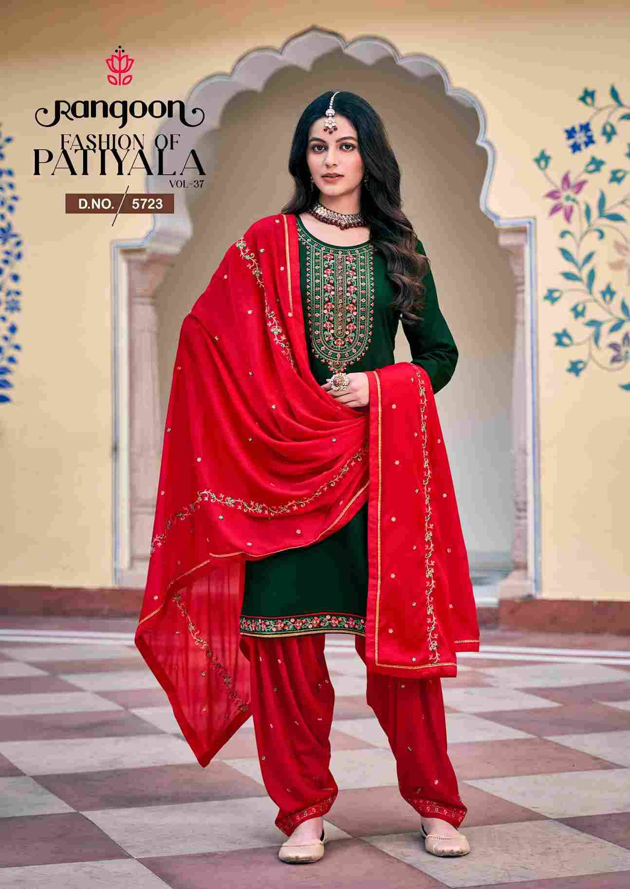 Fashion Of Patiyala Vol-37 By Rangoon 5721 To 5726 Series Festive Suits Beautiful Fancy Colorful Stylish Party Wear & Occasional Wear Jam Silk Dresses At Wholesale Price