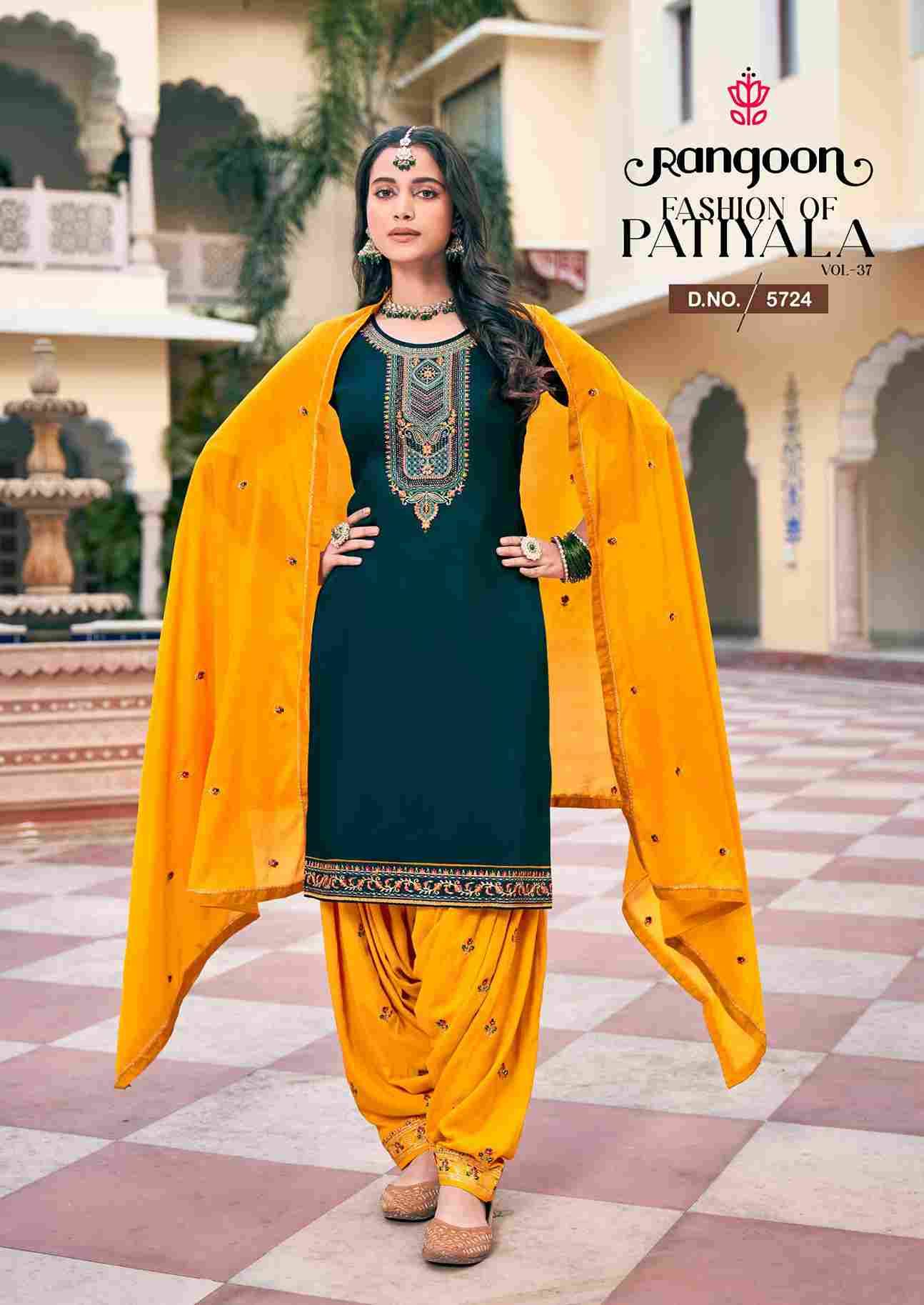 Fashion Of Patiyala Vol-37 By Rangoon 5721 To 5726 Series Festive Suits Beautiful Fancy Colorful Stylish Party Wear & Occasional Wear Jam Silk Dresses At Wholesale Price